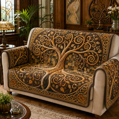Amber Spiral Eternity Quilted Sofa Cover NCU0VL3841