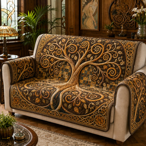 Amber Spiral Eternity Quilted Sofa Cover NCU0VL3841