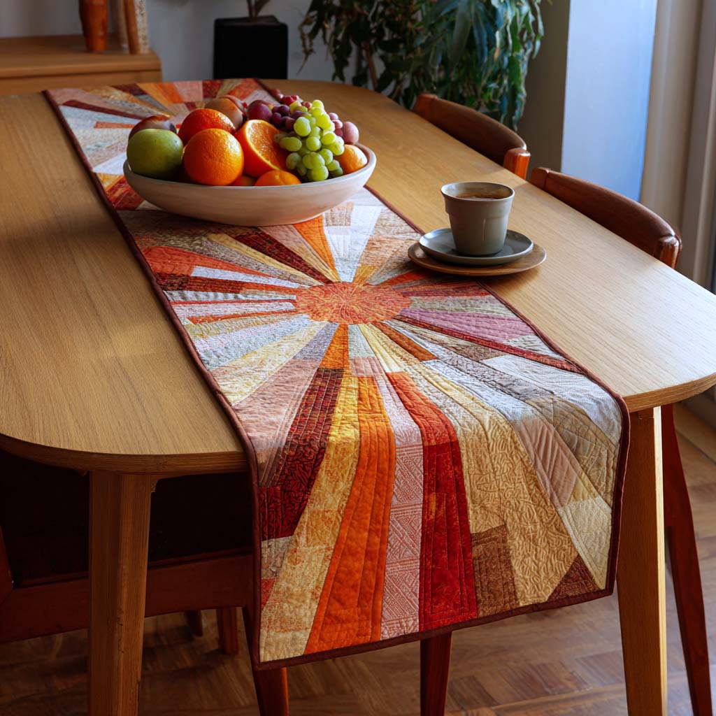 Amber Sunburst Rays Quilted Table Runner NCU0XD176