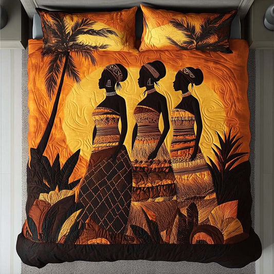 Amber Sunset Queens 3-Piece Quilted Bedding Set NCU0NT7664