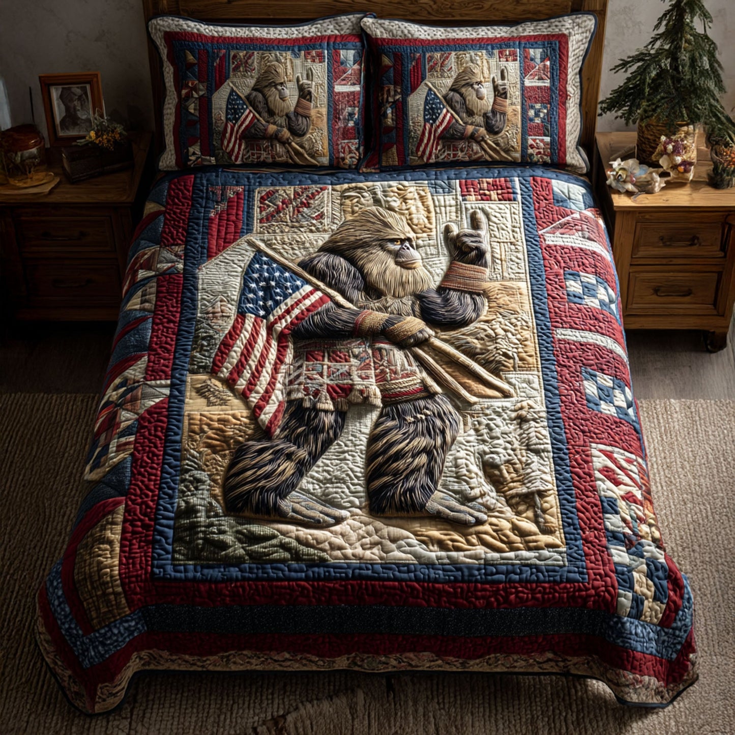 American Bigfoot 3-Piece Quilted Bedding Set NCU0PT7711