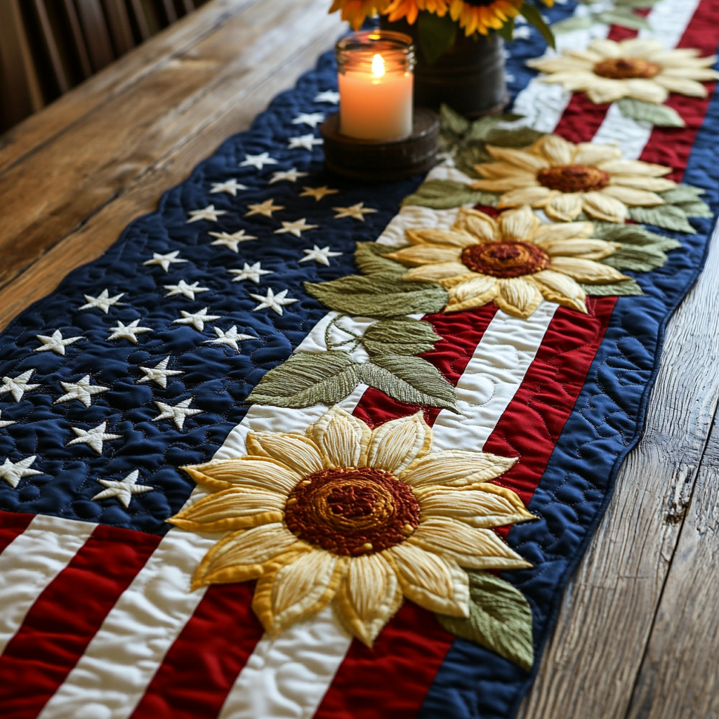 American Bloom Quilted Table Runner NCU0VH5388