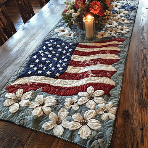 American Bloom Quilted Table Runner NCU0VH5395