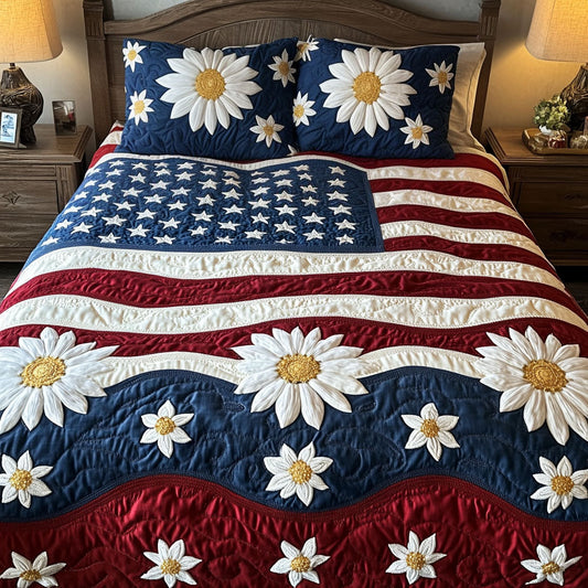 American Blooms 3-Piece Quilted Bedding Set NCU0NT5358