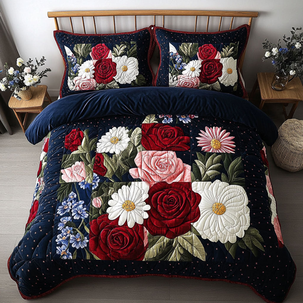 American Blossom Patch 3-Piece Quilted Bedding Set NCU0PT4773 – Vantique