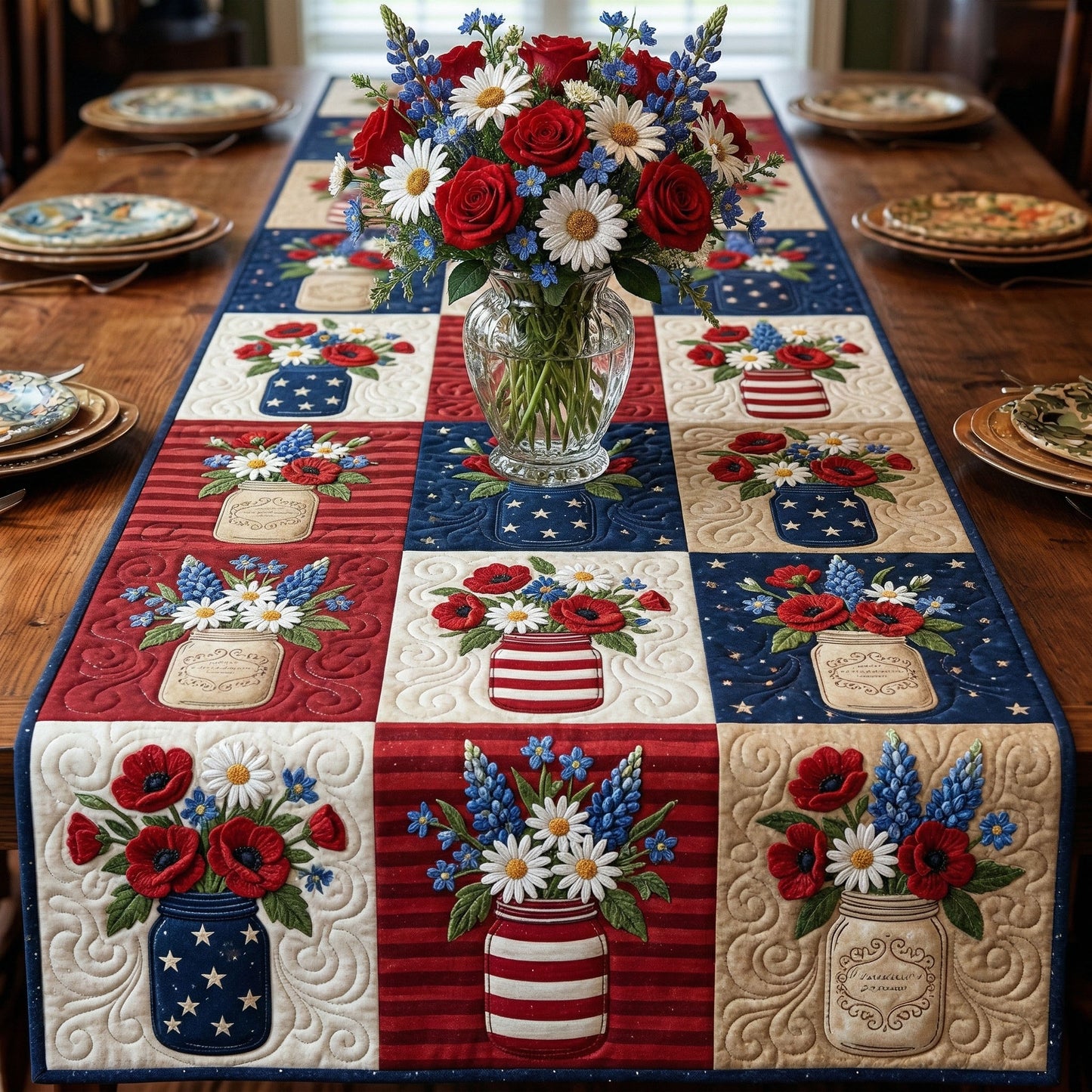 American Bouquet Quilted Table Runner NCU0NT12426