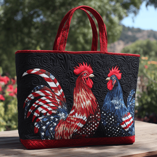 American Farmhouse Rooster Quilted Tote Bag NCU0TH2844