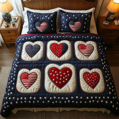 American Heartbeat 3-Piece Quilted Bedding Set NCU0NT7399