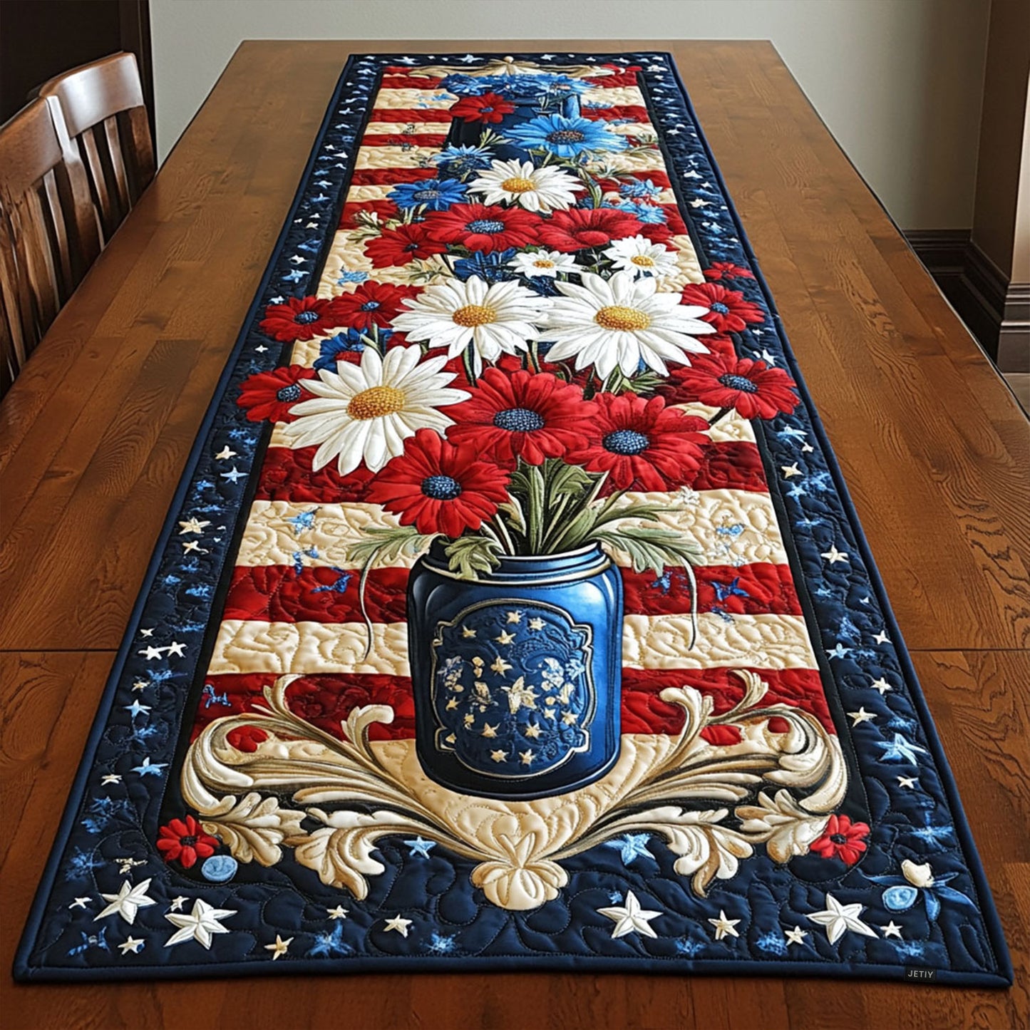 American Heritage Garden Quilted Table Runner NCU0PT4744