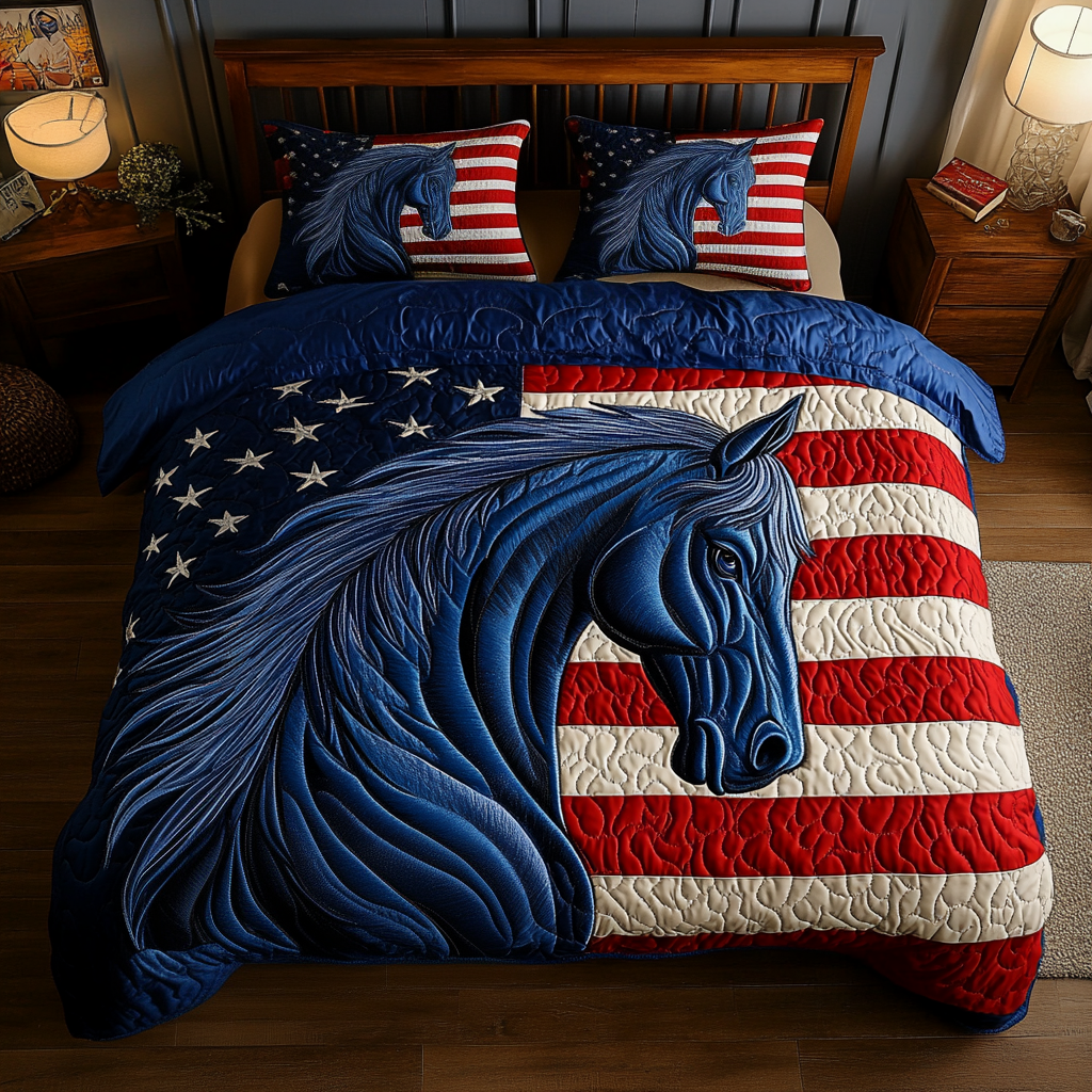 American Mustang 3-Piece Quilted Bedding Set NCU0VH4212