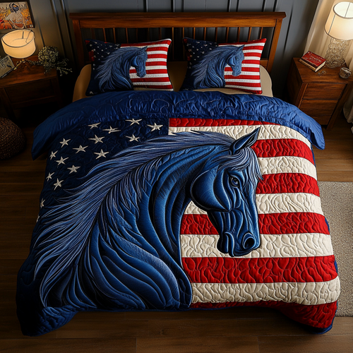 American Mustang 3-Piece Quilted Bedding Set NCU0VH4212