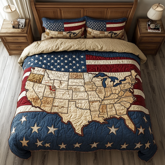 American Pride 3-Piece Quilted Bedding Set NCU0VH5957