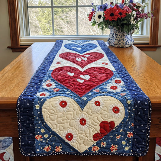 American Pride Heart Quilted Table Runner NCU0PT3590