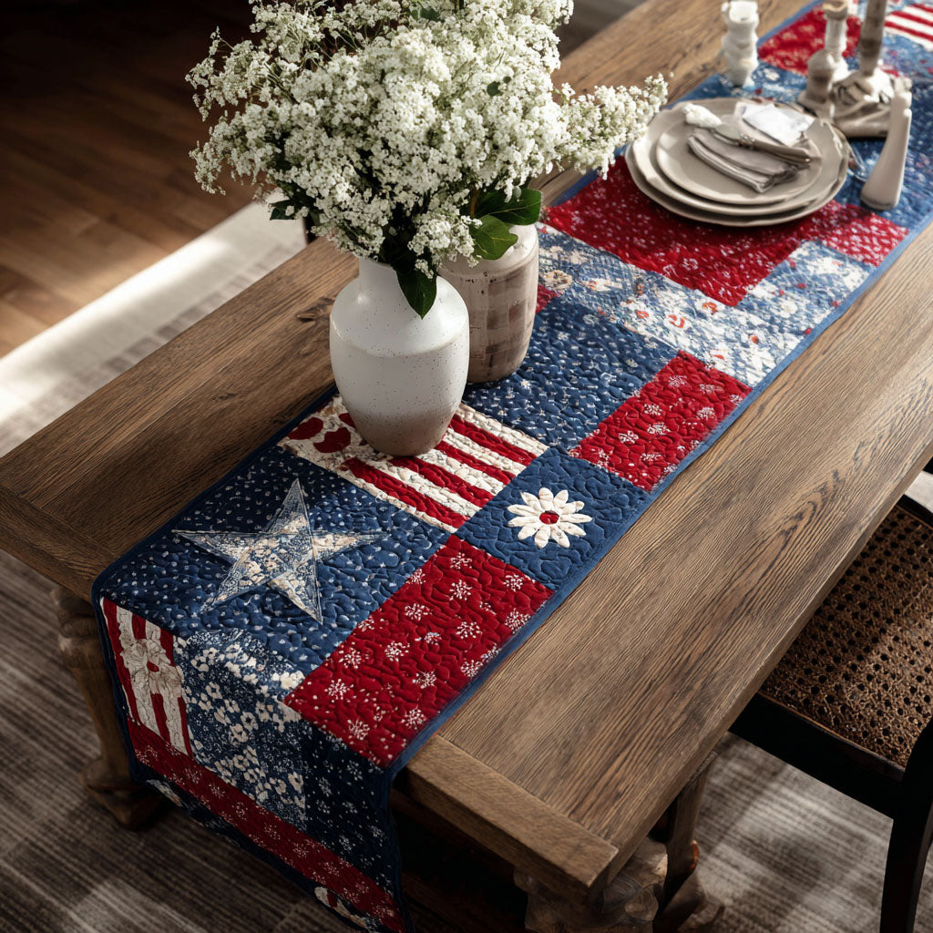 American Pride Patchwork Quilted Table Runner NCU0PT7681
