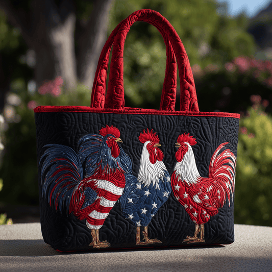 American Pride Rooster Quilted Tote Bag NCU0TH2840