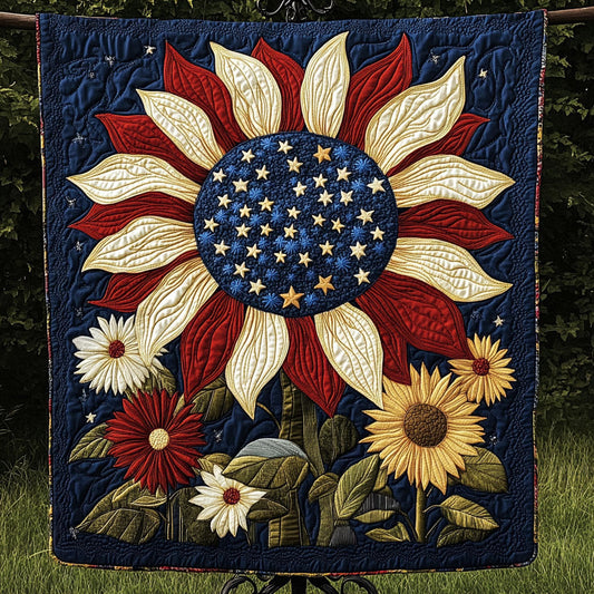 American Sunflower Quilted Blanket NCU0NT3993