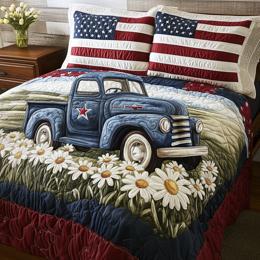 American Truck 3-Piece Quilted Bedding Set NCU0VH4135