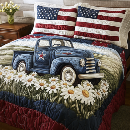 American Truck 3-Piece Quilted Bedding Set NCU0VH4135
