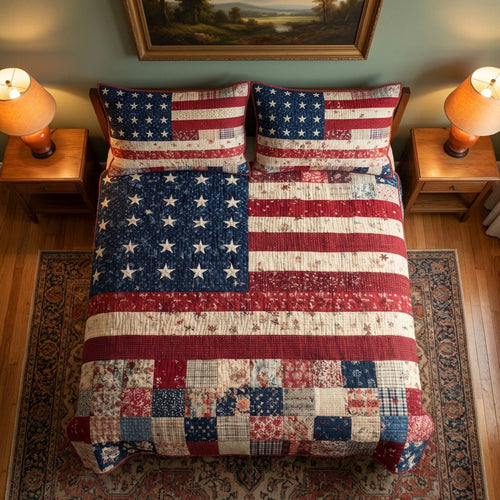 American Valor 3-Piece Quilted Bedding Set NCU0DK12175