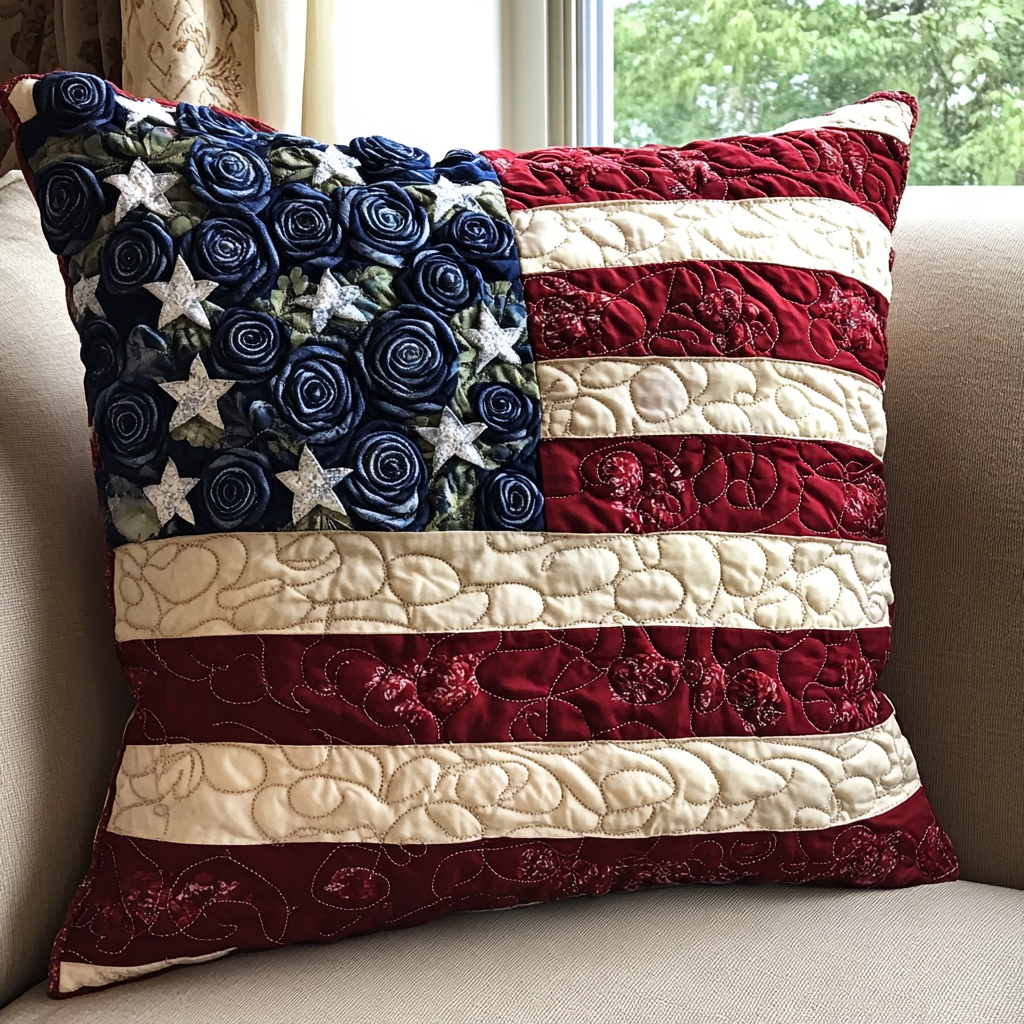 Americana Bloom Quilted Pillow Case NCU0DK9028