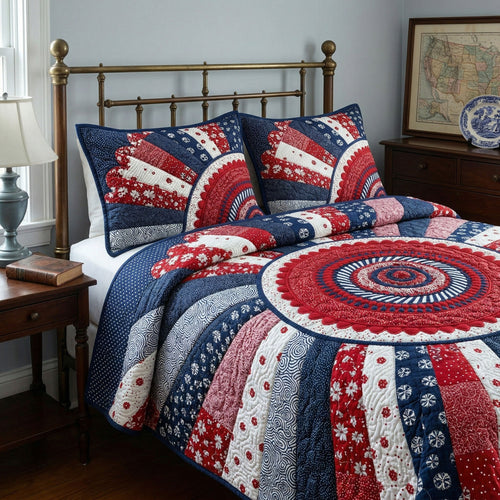 Americana Circle Classic 3-Piece Quilted Bedding Set NCU0NT12358