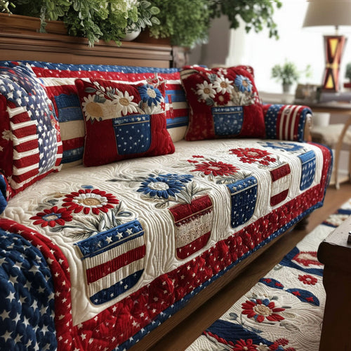 Americana Fields Quilted Sofa Cover NCU0PT11323