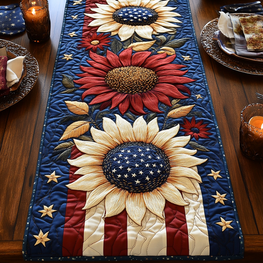 Americana Flower Quilted Table Runner NCU0VH5743
