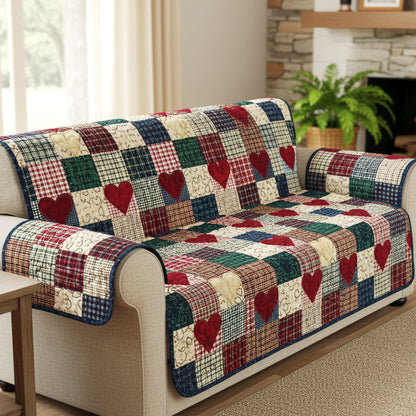 Americana Hearts Quilted Sofa Cover NCU0TV1488