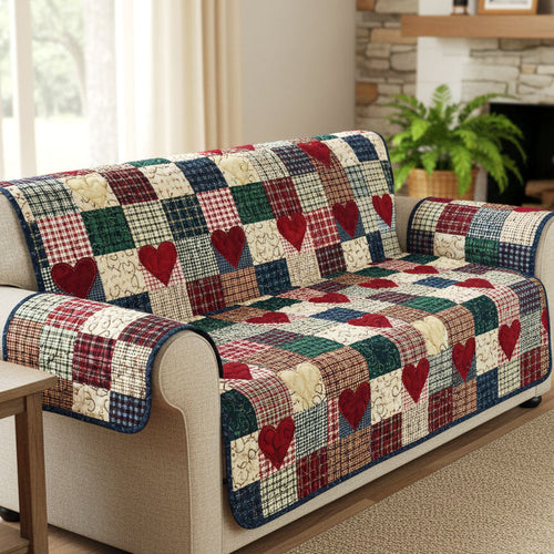 Americana Hearts Quilted Sofa Cover NCU0TV1488