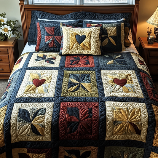 Americana Love 3-Piece Quilted Bedding Set NCU0DV5781