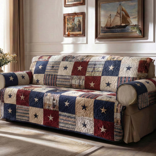 Americana Stars Quilted Sofa Cover NCU0XD2272