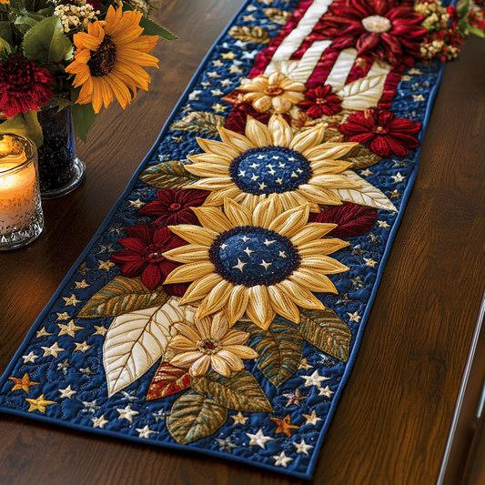 Americana Sunflower Quilted Table Runner NCU0VH5741