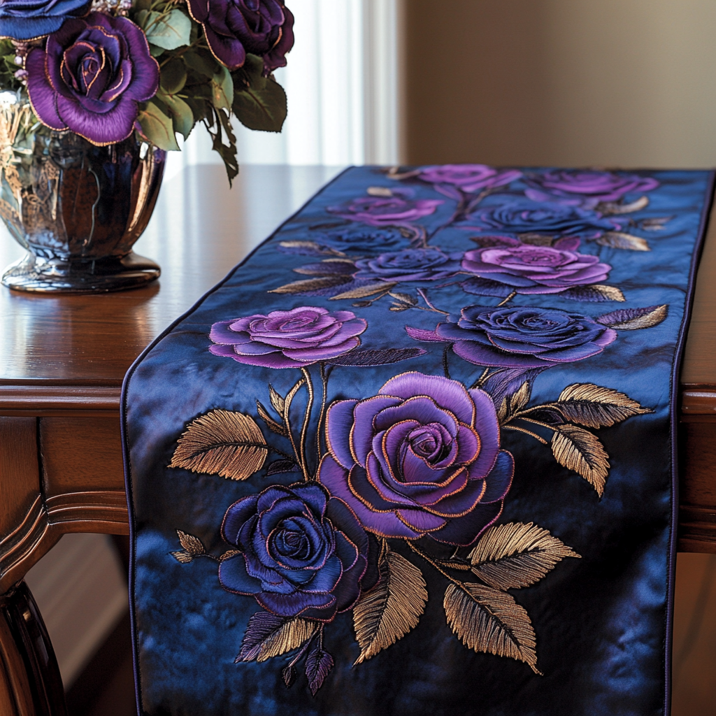 Amethyst Garden Quilted Table Runner NCU0VL1422