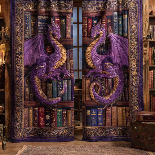 Amethyst Regal Dragons Quilted Curtains NCU0XD2178