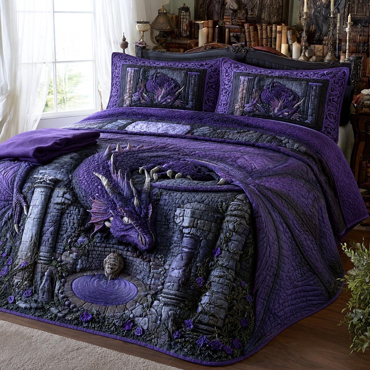 Amethyst Ruinkeeper 3-Piece Quilted Bedding Set NCU0DV10039