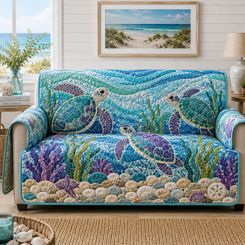 Amethyst Seagrass Meadow Quilted Sofa Cover NCU0VL3981