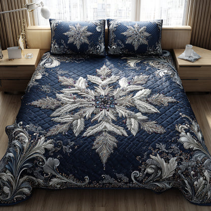 Amethyst Snowflake Vine 3-Piece Quilted Bedding Set NCU0HH419
