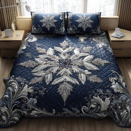 Amethyst Snowflake Vine 3-Piece Quilted Bedding Set NCU0HH419