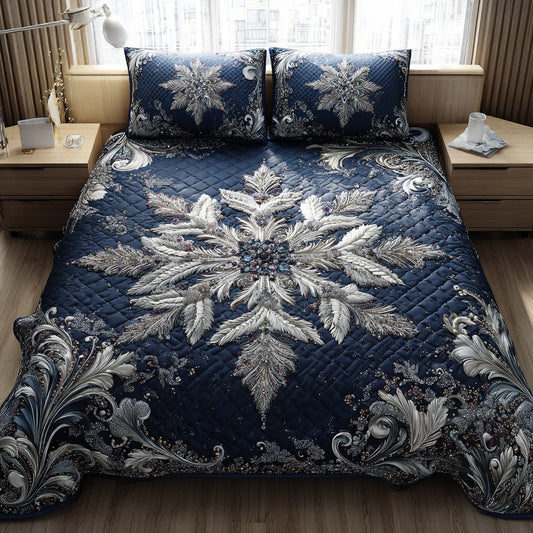 Amethyst Snowflake Vine 3-Piece Quilted Bedding Set NCU0HH419