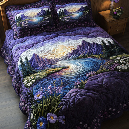 Amethyst Vista 3-Piece Quilted Bedding Set NCU0PT7149
