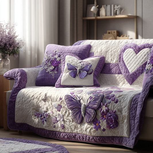 Amethyst Wings Quilted Sofa Cover NCU0PT10932
