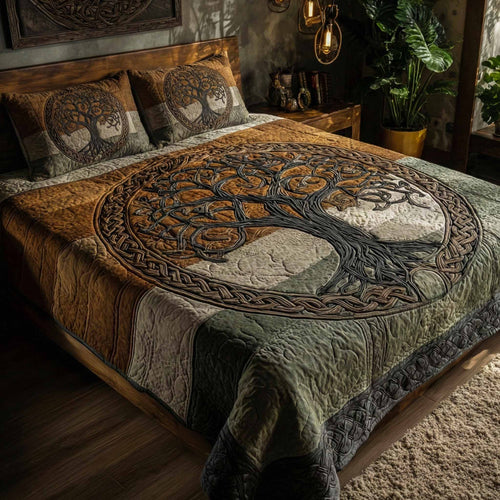 Ancestral Bark 3-Piece Quilted Bedding Set NCU0XD2388