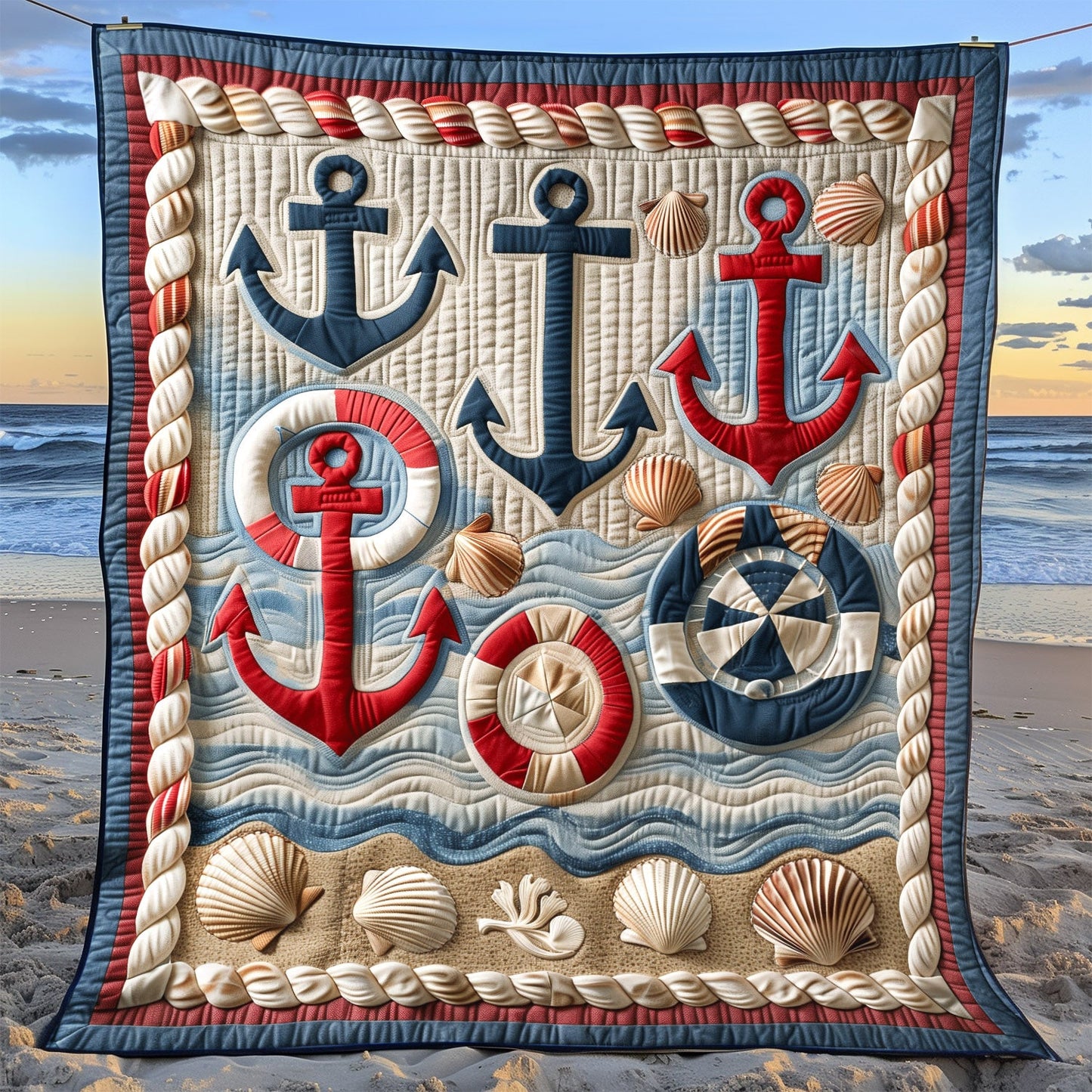 Anchor And Lifebuoy Quilted Blanket NCU0TH1323
