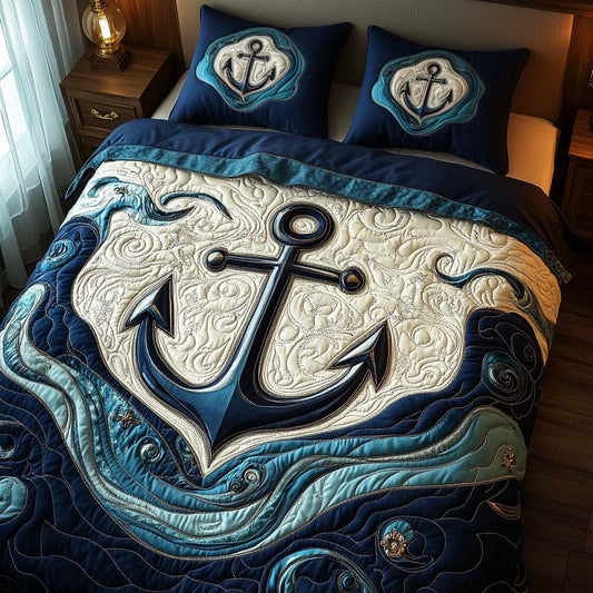 Anchor Embrace 3-Piece Quilted Bedding Set NCU0XD435