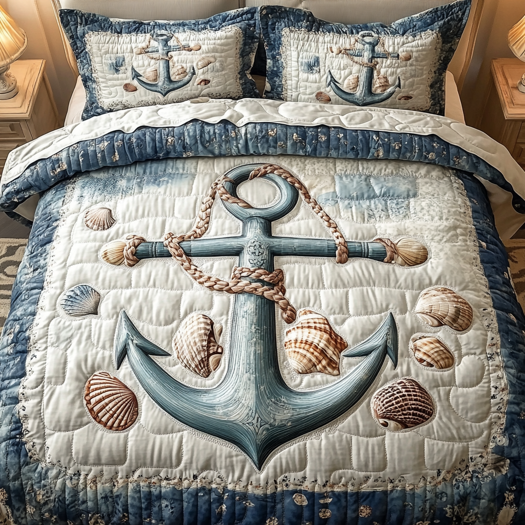 Anchor Of Comfort 3-Piece Quilted Bedding Set NCU0VL886