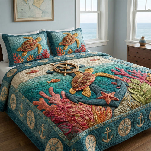 Anchor Reef 3-Piece Quilted Bedding Set NCU0NT12700