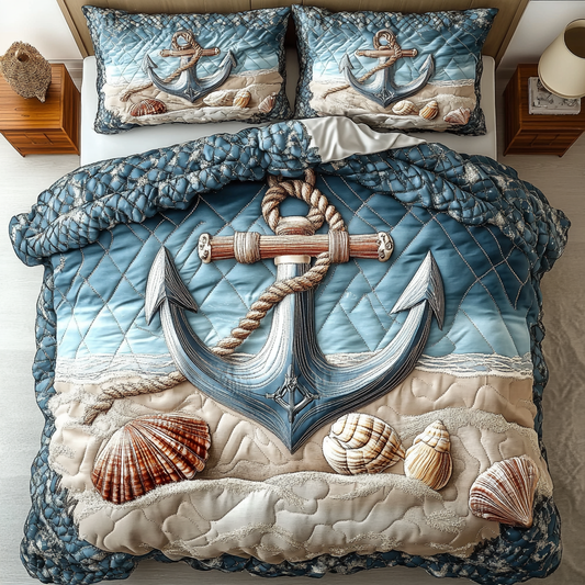 Anchored Serenity 3-Piece Quilted Bedding Set NCU0VL876