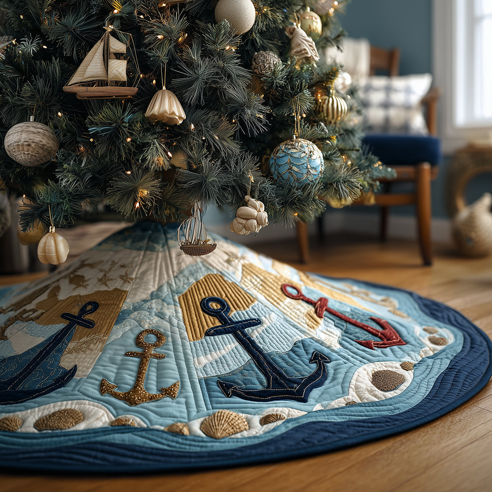 Anchored by the Sea Christmas Quilted Tree Skirt NCU0TH3672