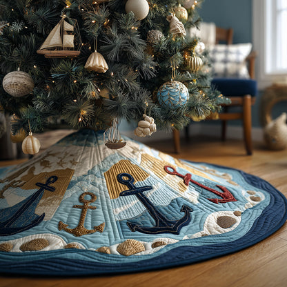 Anchored by the Sea Christmas Quilted Tree Skirt NCU0TH3672