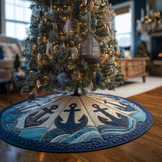 Anchors Aglow Christmas Quilted Tree Skirt NCU0TH3674